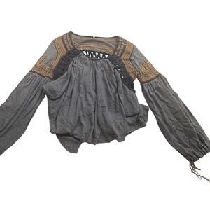 Women’s Free People Long Sleeve Tunic Top Multicolored embroidered XS